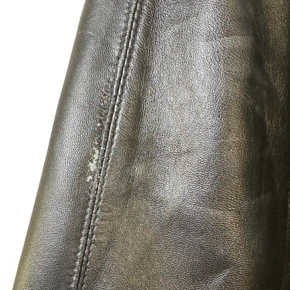 JLC New York Black Leather Classic City Grunge Retro Long Button Up Jacket XL - Picture 5 of 7